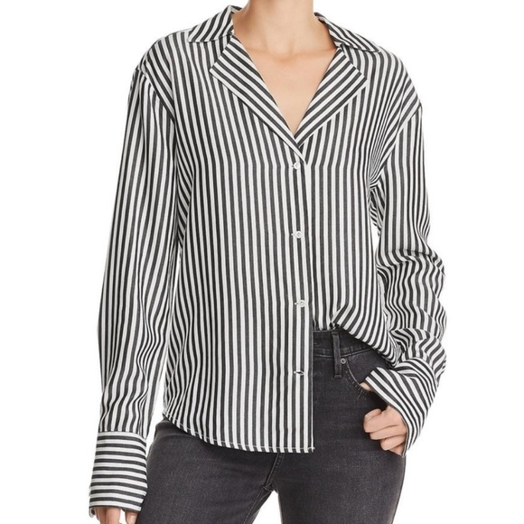 Paige Elora white bluebell striped button down shirt. - Picture 1 of 5